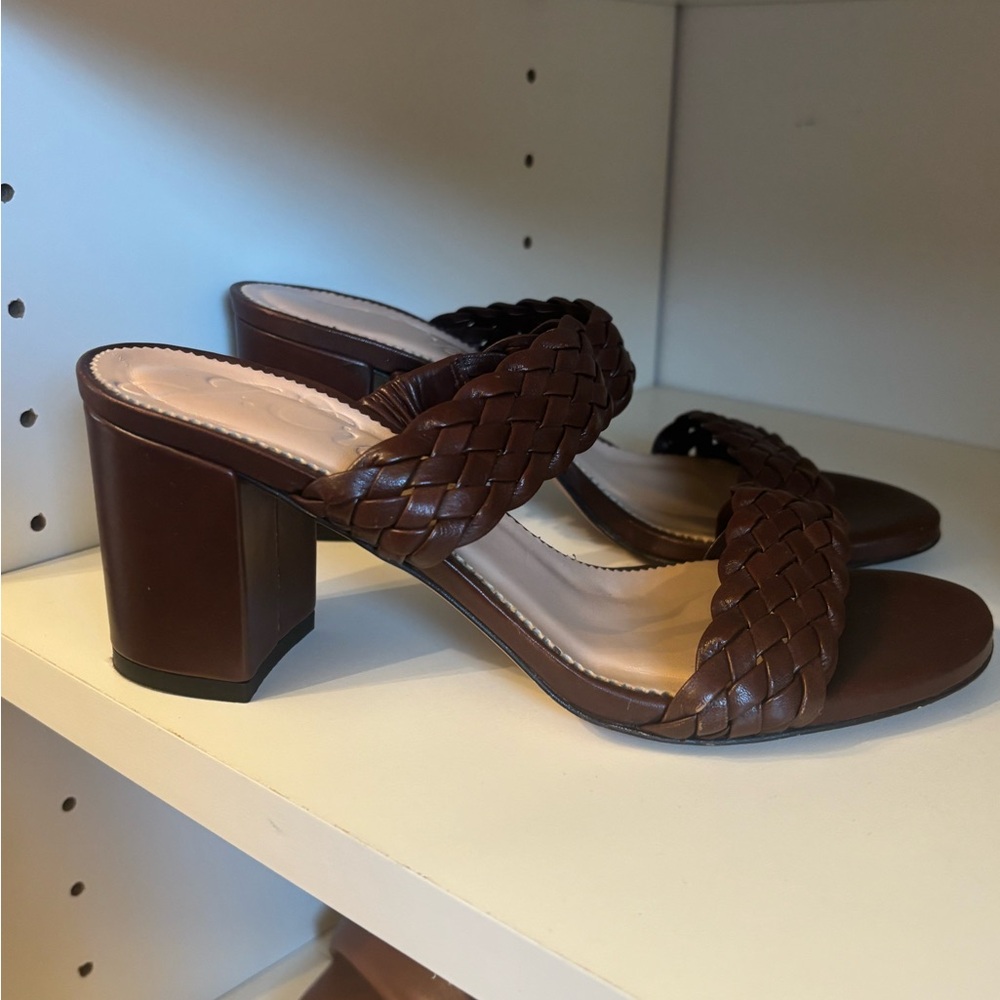 J.Crew braided leather high heel sandals